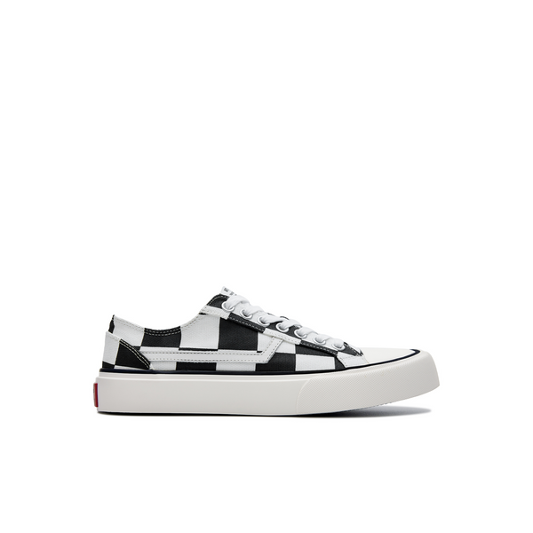 ARTICLE NO. 1007-2191 BLACK & WHITE CHECKED LOW-TOP VULCANIZED