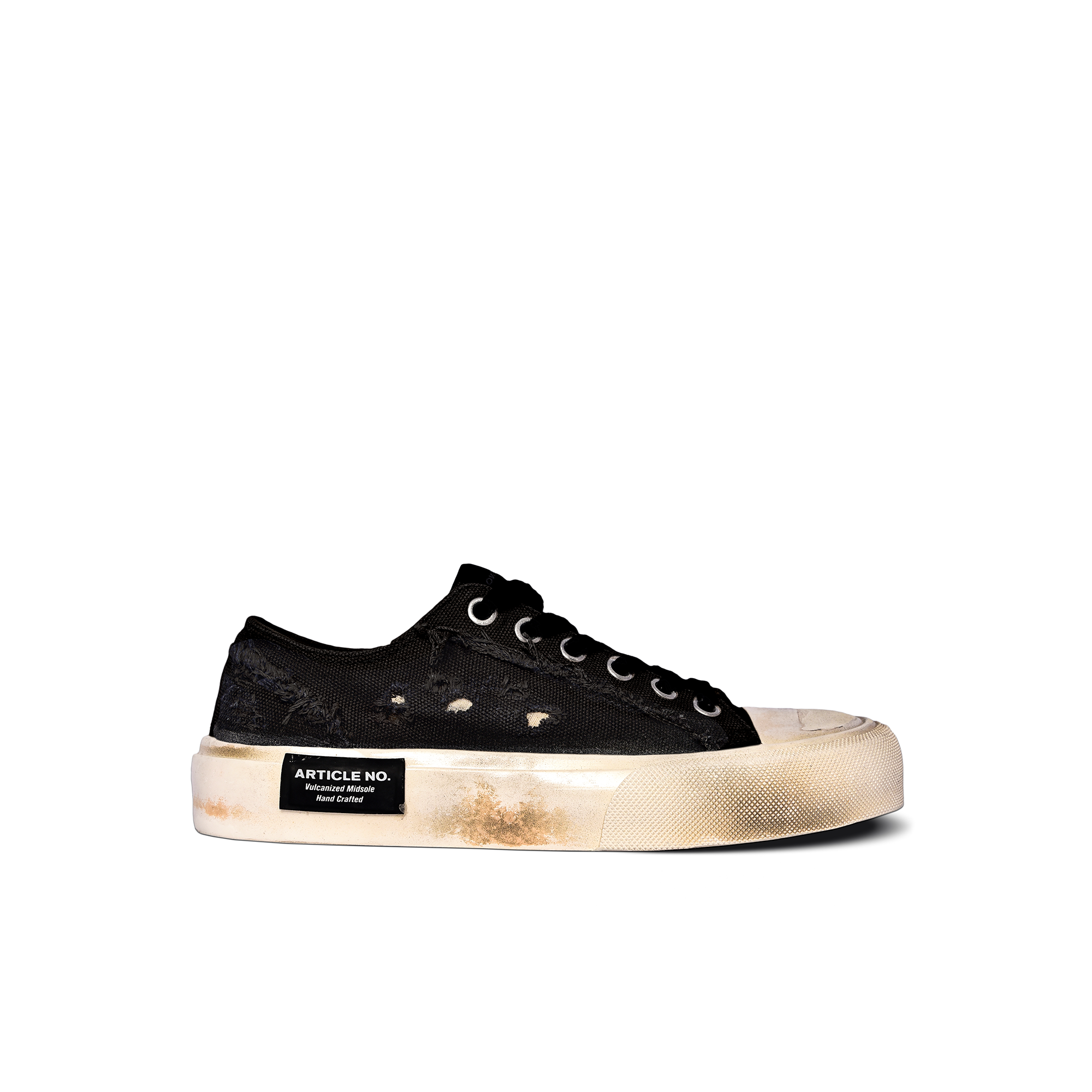 ARTICLE NO. 1007-D-02 BLACK LOW-TOP DIRTY VULCANIZED