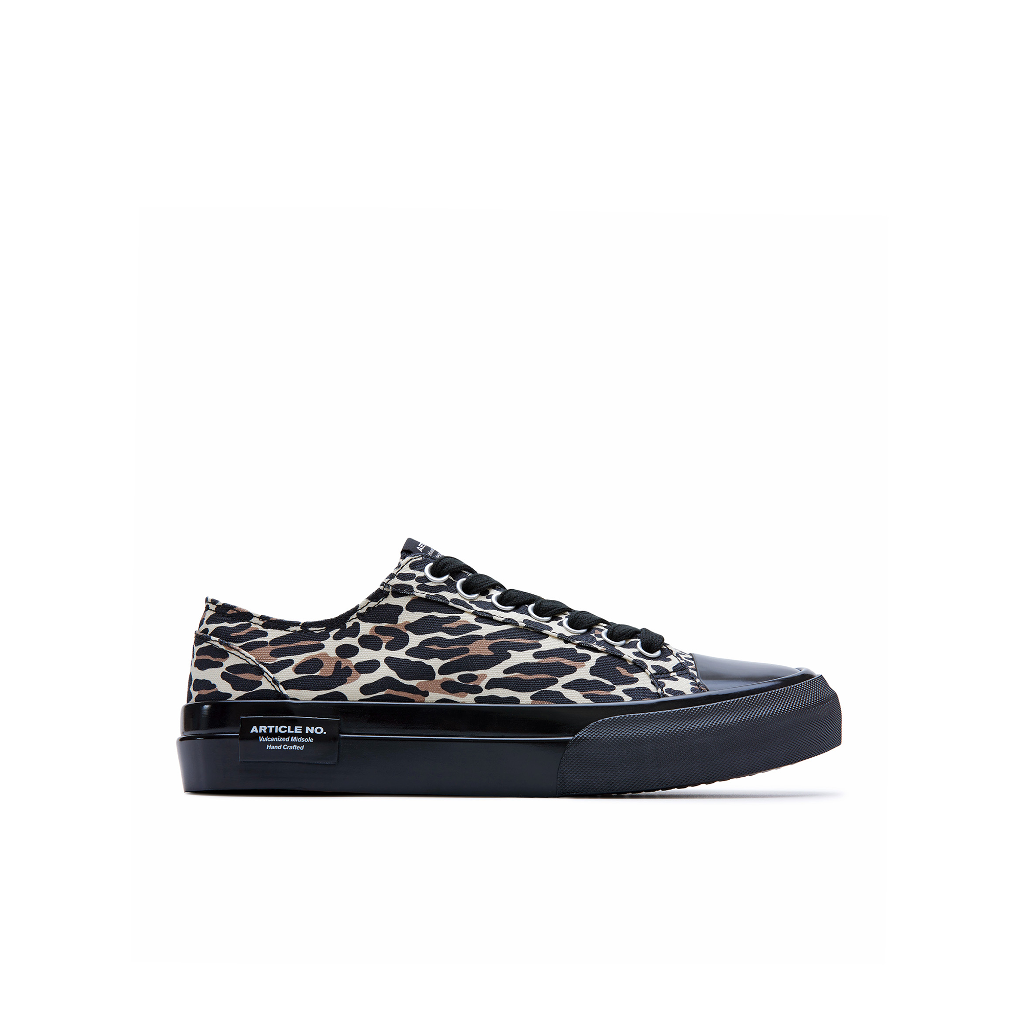 ARTICLE NO. 1007-S8016 BLACK SIDE TAG LEOPARD LOW-TOP VULCANIZED