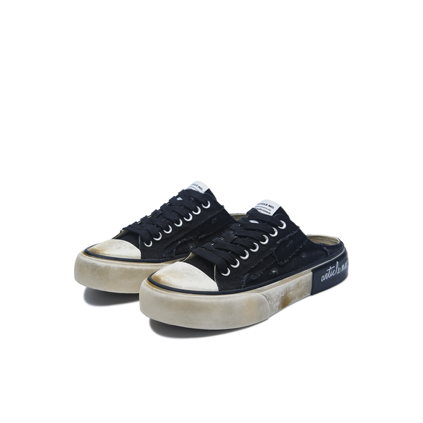 ARTICLE NO. 1012-1010D-23 DIRTY BLACK DIRTY CANVAS SLIP-ON MULE