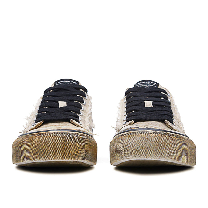 ARTICLE NO. 1007-1015D-23 OFF WHITE DIRTY PATCHWORK LO-CUT VULCANIZED