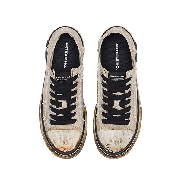 ARTICLE NO. 1007-1015D-23 OFF WHITE DIRTY PATCHWORK LO-CUT VULCANIZED