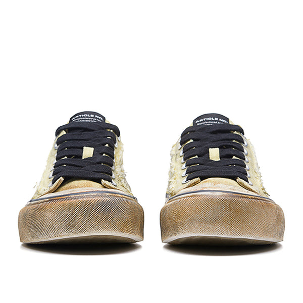 ARTICLE NO. 1007-1016D-23 SOFT YELLOW DIRTY PATCHWORK LO-CUT VULCANIZED