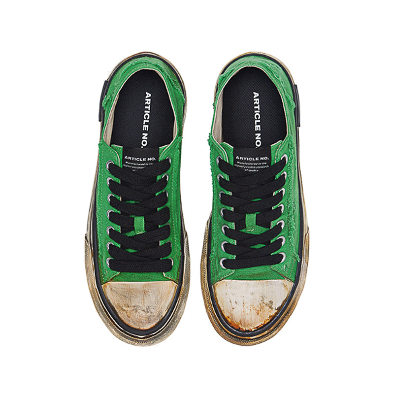 ARTICLE NO. 1007-1017D-23 GREEN DIRTY PATCHWORK LO-CUT VULCANIZED