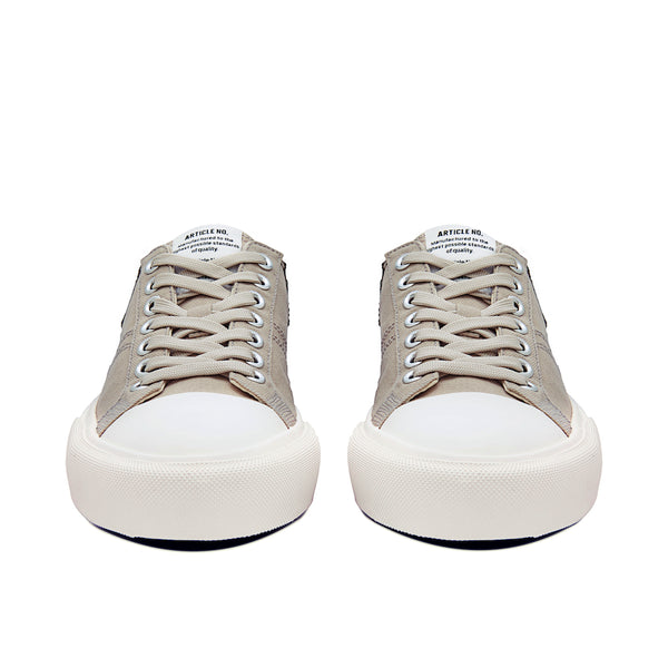 ARTICLE NO. 1007-2195 SCAB GREIGE PATCHWORK LOW-TOP VULCANIZED