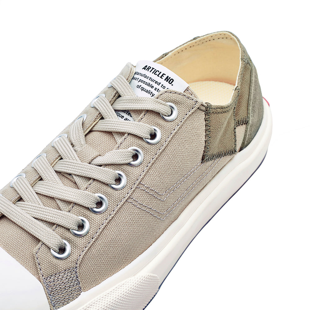 ARTICLE NO. 1007-2195 SCAB GREIGE PATCHWORK LOW-TOP VULCANIZED