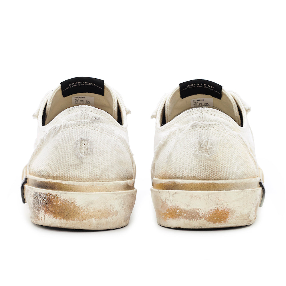 ARTICLE NO. 1007-S8009 WHITE LOW-TOP DIRTY VULCANIZED