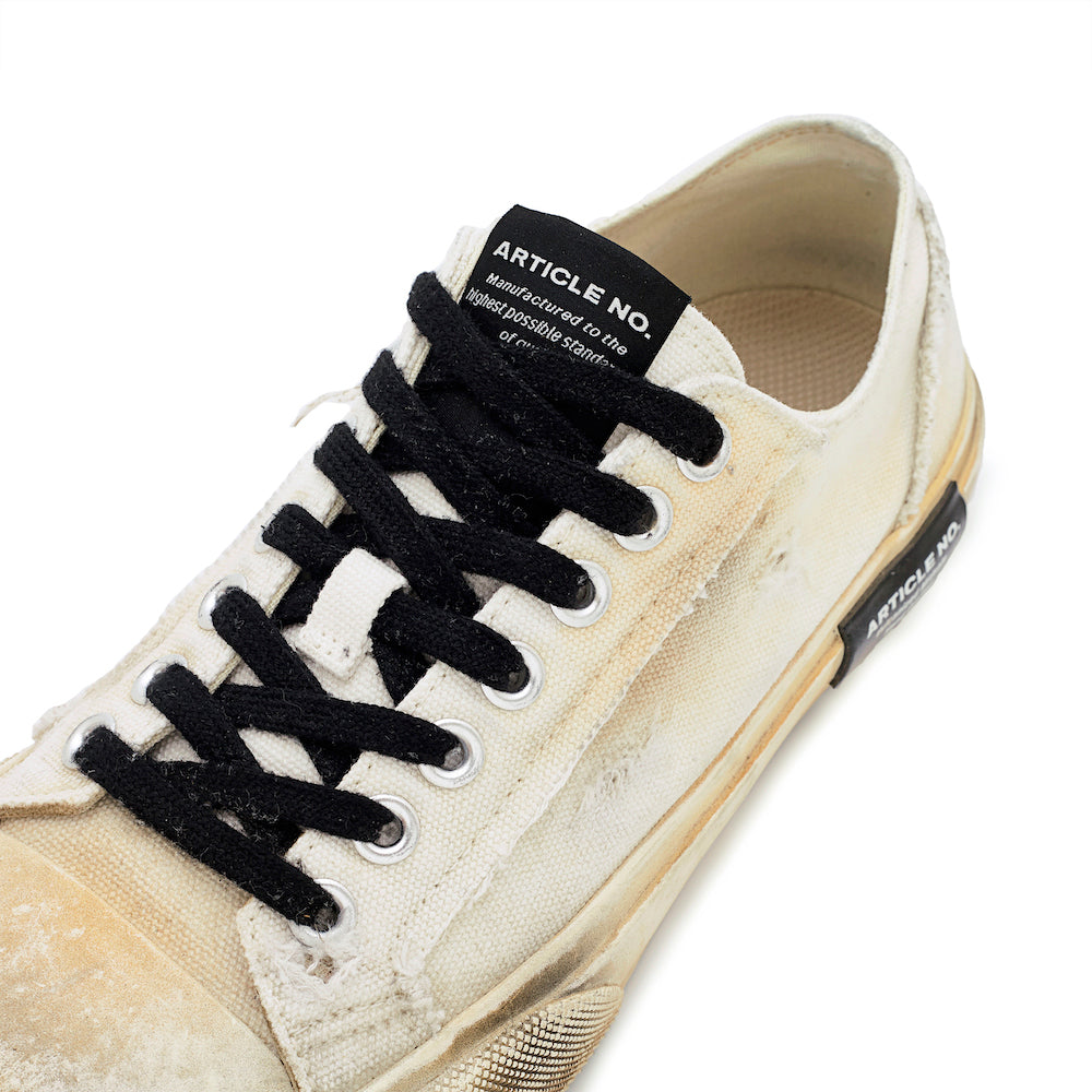 ARTICLE NO. 1007-S8009 WHITE LOW-TOP DIRTY VULCANIZED