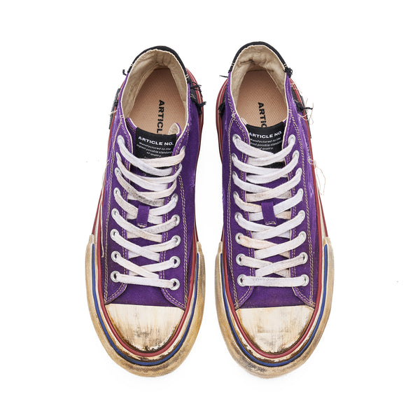 ARTICLE NO. 1008-1005D-23 DIRTY PURPLE PATCHWORK HIGH-TOP VULCANIZED
