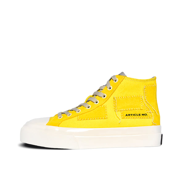 ARTICLE NO. 1008-P-03 YELLOW PATCHWORK HIGH-TOP VULCANIZED