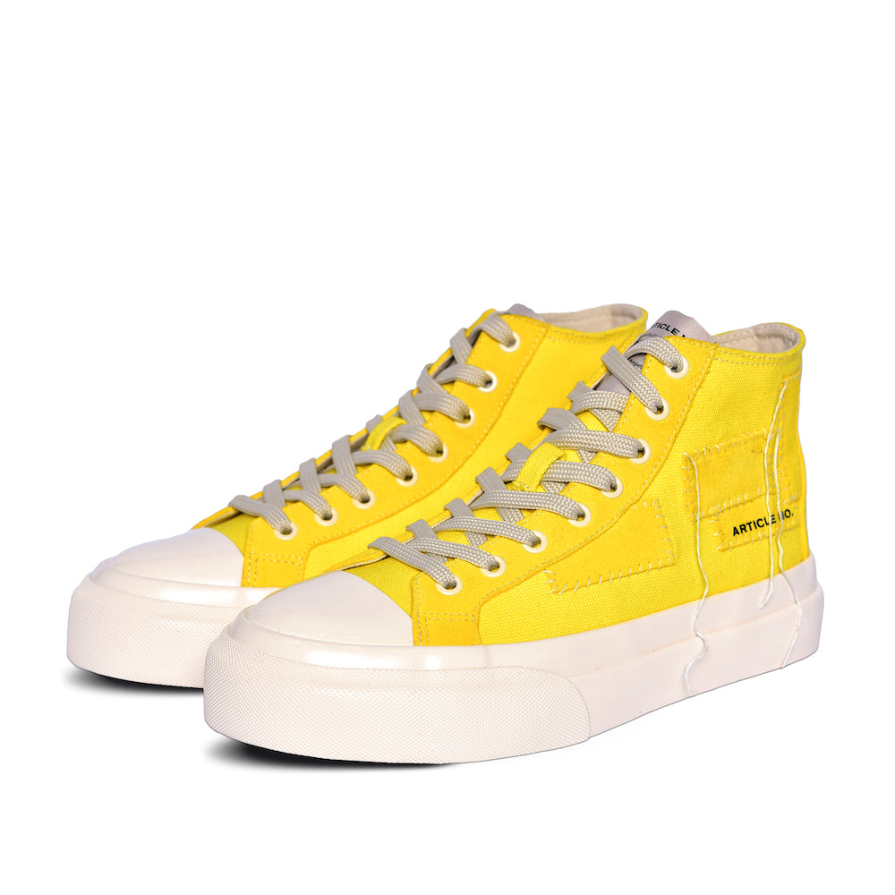 ARTICLE NO. 1008-P-03 YELLOW PATCHWORK HIGH-TOP VULCANIZED