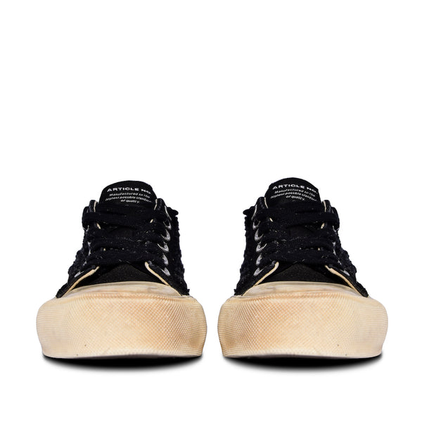 ARTICLE NO. 1007-D-02 BLACK LOW-TOP DIRTY VULCANIZED